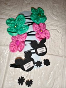 Cute Mickey &amp; Flower Hair Clips