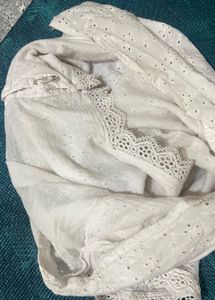 White Eyelet Lace Square Neck Top