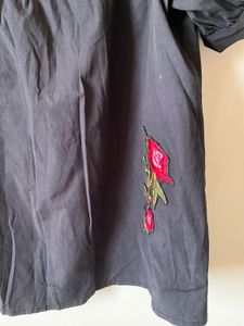 Black Off-Shoulder Embroidered Top