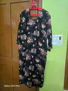 Floral Print Black Blouse