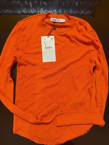 ZARA Ribbed Knit Orange Top