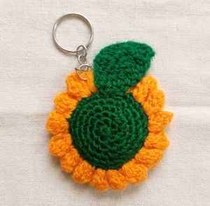 Handmade Crochet Sunflower Keychain