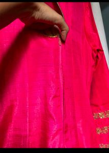 Beautiful Pink Anarkali with Embellished Neckline