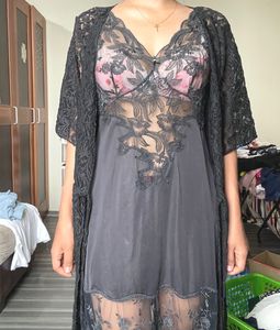 Elegant Lace Nightgown and Robe Set