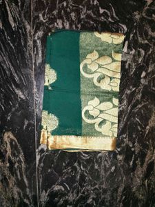 Bottle Green Cotton Silk Saree with blouse
