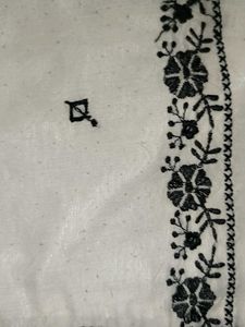 Elegant White Kurta with Black Embroidery