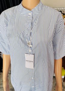 Striped Button-Up Shirt Dress