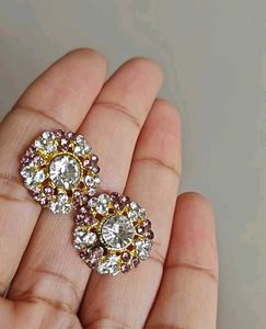 💜 Elegant Purple &amp; Crystal Statement Studs