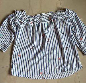 Chic Nautical Off-Shoulder Blouse