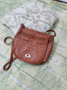 Brown Faux Leather Crossbody Bag