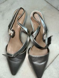 Charles and keith silver kitten heels