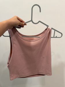 Women’s Ribbed Cropped Tank Top – Dusty Pink | Sle