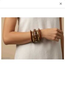 Boho Wooden &amp; Brass Bangle Set