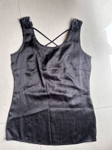 Satin Blouse with Embellished Straps