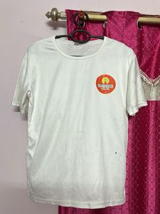 White Graphic T-Shirt with Pagoda Print