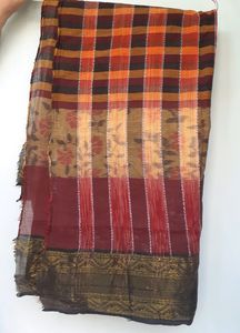 Women's Tant Saree Bengali Sari Indian Traditional Ethnic Wear For Girls Wife Women Ladies Brown Floral Design Saree Sutir Sari Cotton Multicolor Tater Sari Like New Saree Casual Daily wear Saree