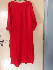 Red Embellished Kurta