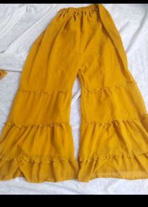 Yellow Embroidered Kurta Set with Sharara