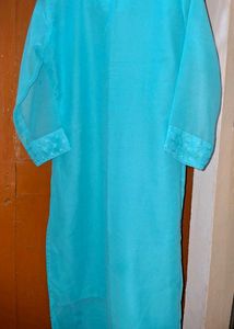 Aqua Blue Embroidered Kurti