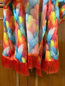 Boho Feather Print Kimono Cover-Up