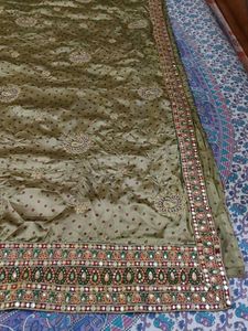 Elegant Olive Green Silk Saree