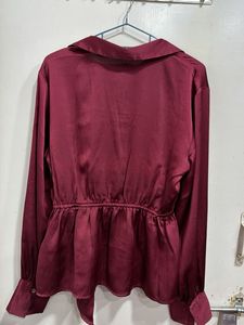 Elegant Satin Wrap Blouse