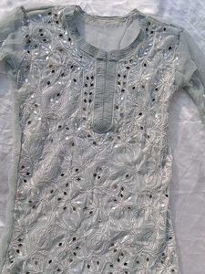mirror work Chikankari Embroidered Kurta