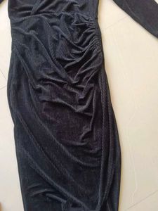 Elegant Black Velvet Ruched Dress