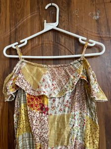 Boho Patchwork Off-Shoulder Top