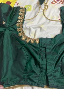 Green pattu maggam work blouse