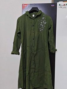 Stylish Olive Green Embroidered Kurta