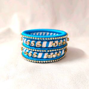 Emerald &amp; Silver Bangle Set