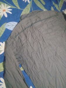 women's Grey Long Sleeve Button-Up Shirt