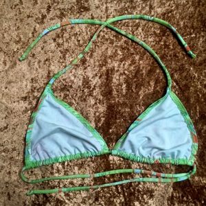 Retro Swirl Print Bikini Top