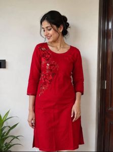 Elegant Red Embroidered Kurta