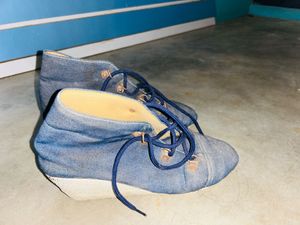 Denim Lace-Up Ankle Boots