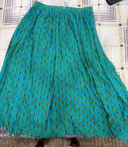 Vibrant Blue Floral Print Ethnic Skirt