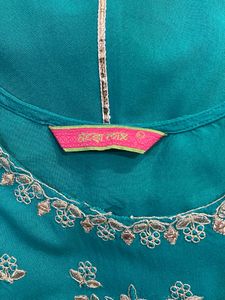 Teal Embroidered Anarkali Kurta