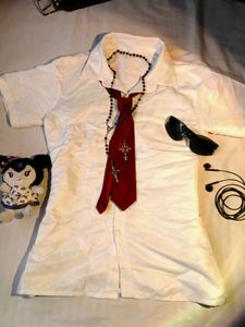 Y2K Grunge Button-Down Shirt with Tie