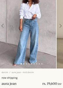 Women's Wide Leg Korean Blue Denim Jeans