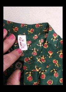 Cute Green Floral Print Dress(2-3 years)