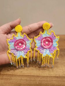 Boho Floral Beaded Statement Earrings