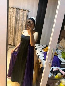 Elegant Black &amp; Purple Maxi Dress 🖤💜