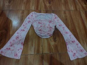 Floral Bell Sleeve Crop Top
