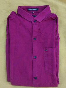 Men's Magenta Button-Up Shirt