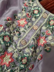 Embroidered Lavender Kurta