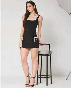 Chic Black Mini Dress with bows