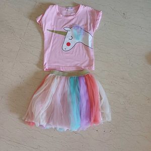 Unicorn Themed Party Dress For Girls With Freebie