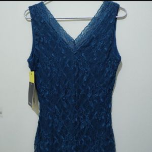 Majora teal blue sleeveless lace top blouse