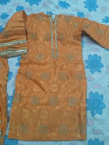 Orange Kurta Set with Embellishments